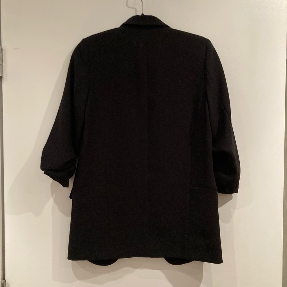 Zara Black Open Front Cinched 3/4 Sleeve Blazer - Picture 14 of 16